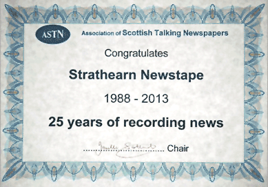 Association of Scottish Talking Newspapers award to STN picture